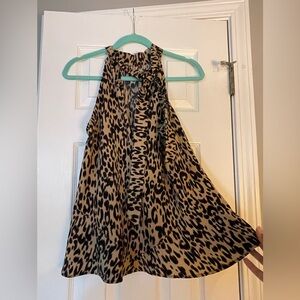 Tyche Leopard Print Halter Blouse in Tan and Black